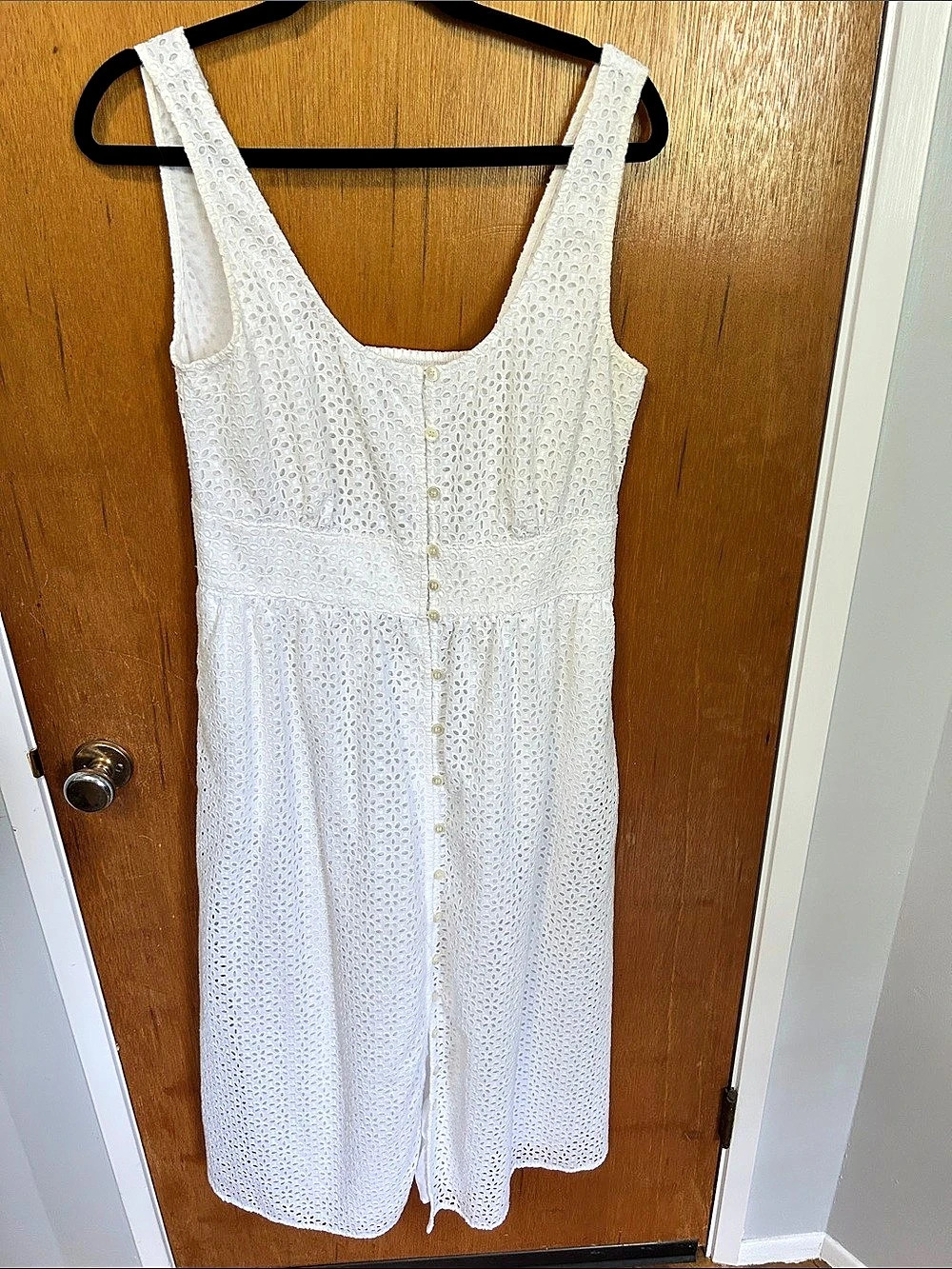 J.Crew Button-front eyelet dress White Midi Size 10T